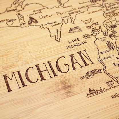 Totally Bamboo A Slice of Life Michigan State Serving and Cutting Board, 11" x 8.75"