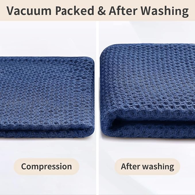 Homaxy 100% Cotton Kitchen Towels and Dishcloths Set, 12 x 12 Inches and 13 x 28 Inches, Set of 12 Bulk Kitchen Towels Set, Ultra Soft Absorbent Dish Cloths for Washing Dishes, Grey/Beige/Blue/Black
