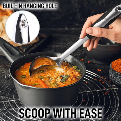 Zulay Kitchen Premium Soup Ladle - 12" Stainless Steel with Non-Slip Silicone Handle
