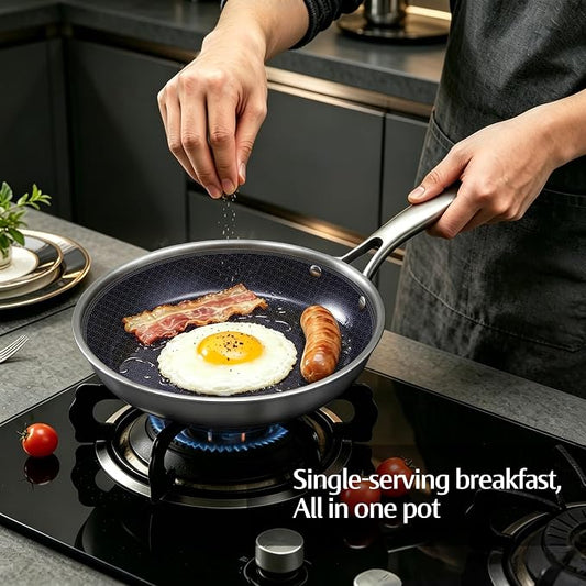 BRASA,Nonstick steel Cookware Sets,Multi-layer Cookware,Ceramic coating,Compatible Gas,Electric & Induction Dishwasher safe (PFOS, PFOA Free) saucepan and frying pan and 4trivet set
