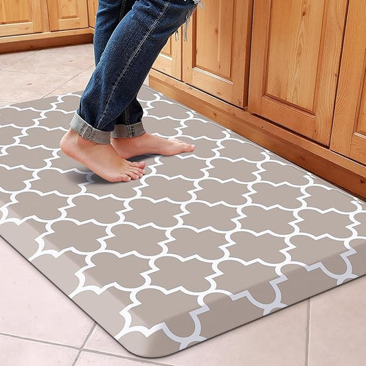 WISELIFE Anti Fatigue Floor Mat - 4/5 Inch Thick Kitchen Mat Non Slip Waterproof Heavy Duty Ergonomic Comfort Mat Durable for Home, Office, Sink, Laundry,(22" x 36", Khaki)