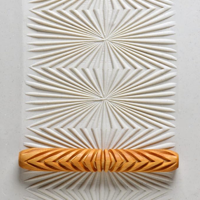 MKM Pottery Tools Wood Hand Rollers for Clay (HR-13 Starburst)