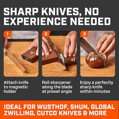 The Original Tumbler Rolling Knife Sharpener™ - Knife Sharpening Made Easy - Knife Sharpener Tool for Kitchen, Outdoor & Utility Knives - 15 & 20° Angles - Ultimate Gift for Father's Day