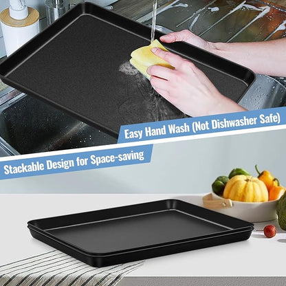 TeamFar Baking Sheet with Rack Set, 16 x 12 x 1” Nonstick Cookie Baking Pan Tray with Cooling Rack, for Baking/Roasting/Cooling, Healthy & Heavy-Duty, Easy Clean, Set of 4