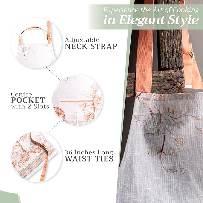Maison d' Hermine 100% Cotton Apron for women with Pocket Kitchen Chef Apron for Men Cooking Spring Summer