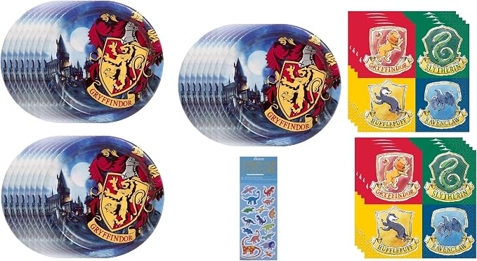 Unique Harry Potter Birthday Party Supplies Bundle Pack includes 24 Lunch Plates and 32 Napkins (Bundle for 24)