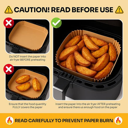 Mindful Design Air Fryer Paper Liners,125Pcs Parchment Paper, Air Fryer Disposable Liner for Microwave, Non-Stick Liners Rectangle Free of Bleach (8.5x5.5IN)