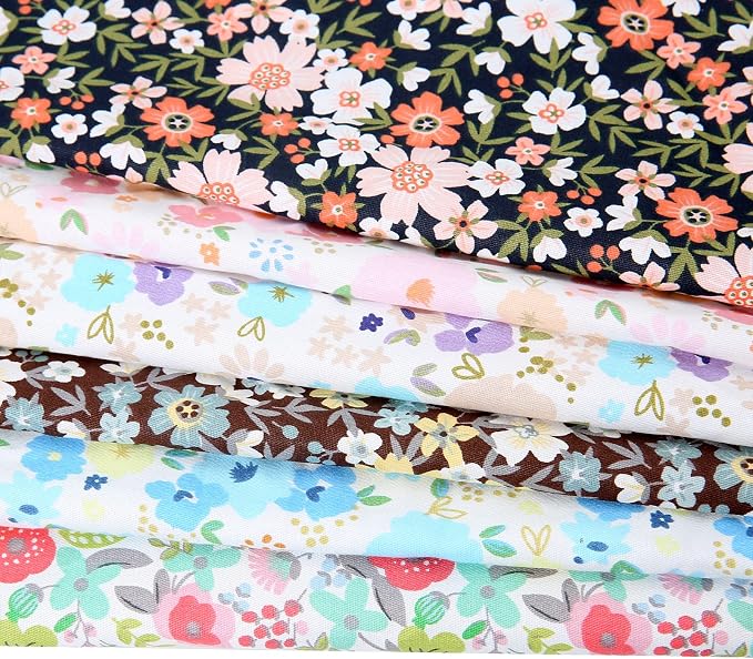 20" x 20" Cotton Fabric DIY Making Supplies Quilting Patchwork Fabric Fat Quarter Bundles DIY for Quilting Cotton Patchwork Cushions (clorful Flowers, 20" x 20")