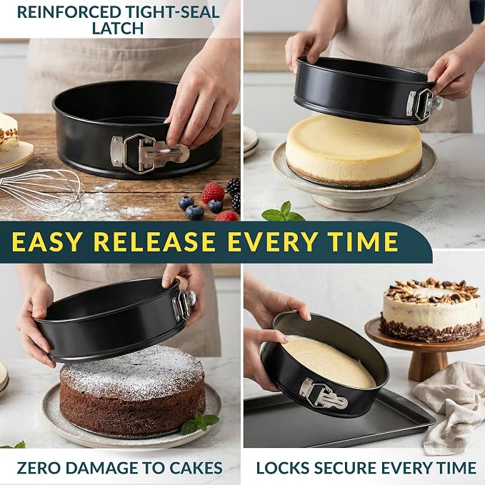 Cheesecake Pan 8 Inch Carbon Steel With Removable Bottom – Leakproof Design, Nonstick Coating Springform Pan – Durable Cake Mold With Secure Latch, Even Heat Cheese Cake Pans For Baking