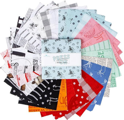 J Wecker Frisch Press On 5" Stacker 42 5-inch Squares Charm Pack Riley Blake Designs 5-15250-42
