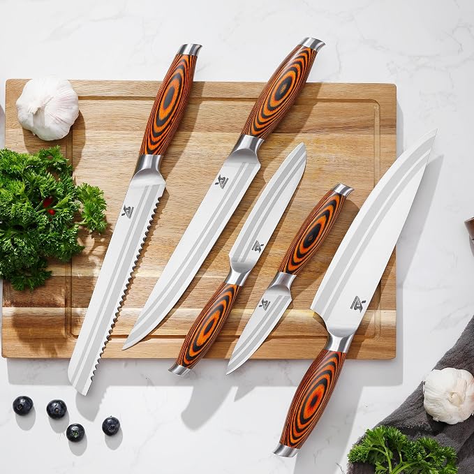 MSY BIGSUNNY 5pcs Knife Set Kitchen Utensils Knife, German Stainless Steel Professional Chef Kitchen Knife Set
