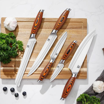 MSY BIGSUNNY 5pcs Knife Set Kitchen Utensils Knife, German Stainless Steel Professional Chef Kitchen Knife Set