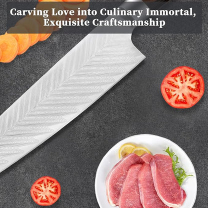 Chef Knife,Super Sharp Professional Kitchen Knife,Ultimate 8 Inch Chef's Knife with Ergonomic Handle, Gift Box for Family & Restaurant (brown)