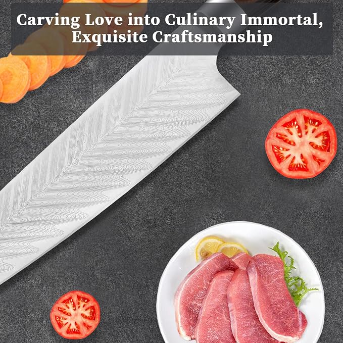 Chef Knife,Super Sharp Professional Kitchen Knife,Ultimate 8 Inch Chef's Knife with Ergonomic Handle, Gift Box for Family & Restaurant (black)