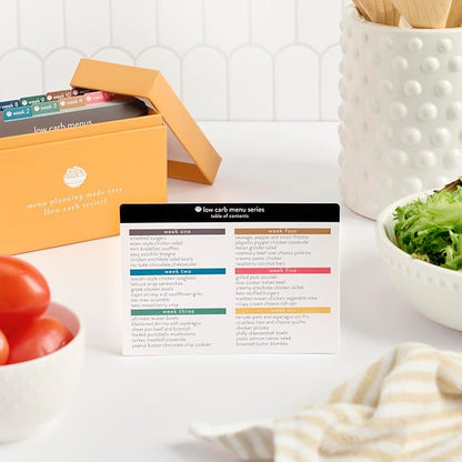 PPP Meal Planner 72 Recipe Cards (Low Carb Menu - Photo Edition) - Weekly Menu Planner | Sturdy Recipe Box | 12 Reusable Grocery Lists | 5 Blank Recipe Cards | Recipe Card Protector | Recipe Ideas