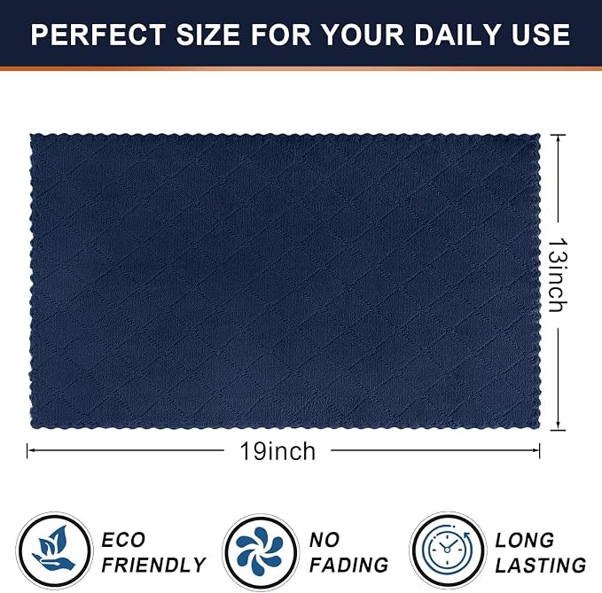 Homaxy 16 Pack Kitchen Cloths Dish Towels (13" x 19", Navy Blue), Super Soft and Absorbent Coral Velvet Dishcloths, Fast Drying No Lint Microfiber Cleaning Cloth