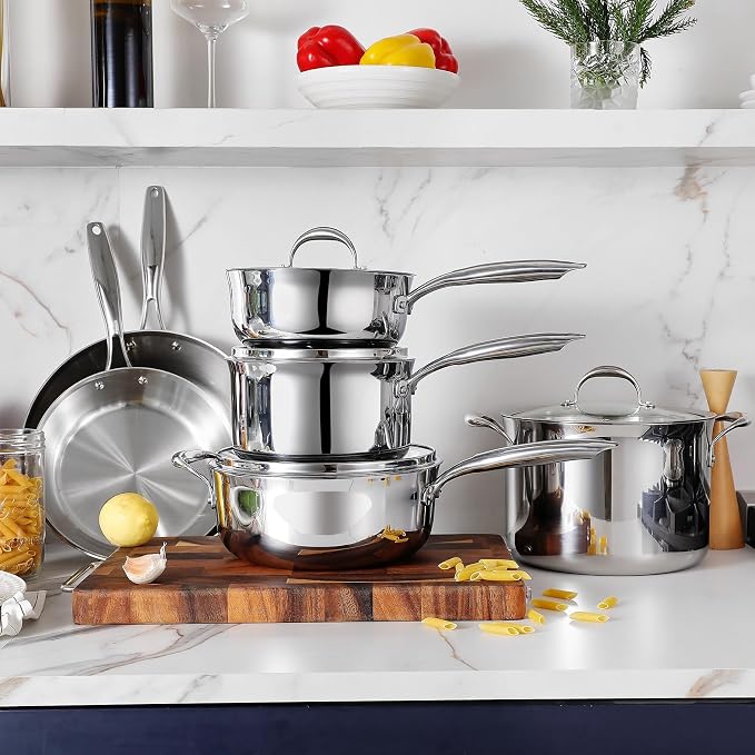 KEAWELL K3 Premium 2-Quart Tri-Ply Fully Clad Stainless Steel Saucepan with Lid, Induction & Oven Safe up to 600°F, Even Heating, Professional Cookware for All Stovetops (2-Qt)
