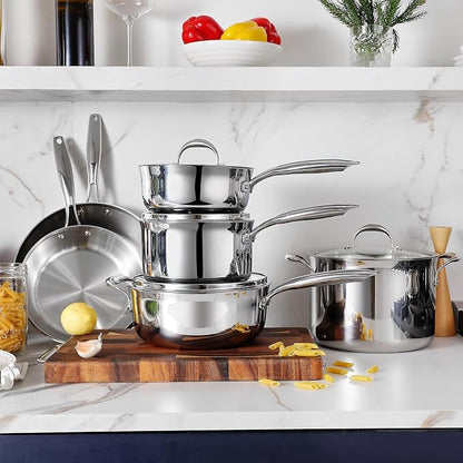 KEAWELL K3 Premium 2-Quart Tri-Ply Fully Clad Stainless Steel Saucepan with Lid, Induction & Oven Safe up to 600°F, Even Heating, Professional Cookware for All Stovetops (2-Qt)