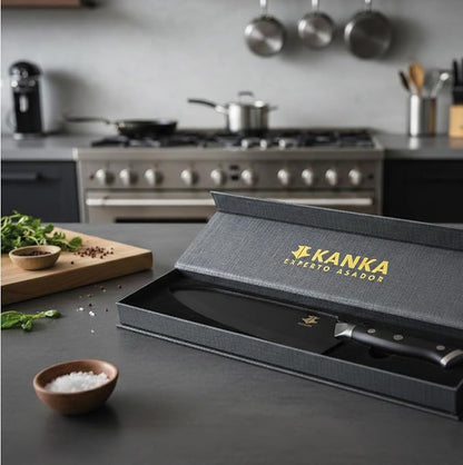 KANKA 10-inch 67 Layers Damascus Steel Profesional Chef Knife - Extra Long, G10 Black Fiberglass Handle, Razor Sharp Knife. Wood Sheath Included
