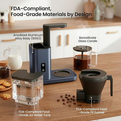 Kismile SCA-Certified 8 Cup Drip Coffee Maker, Pour Over Coffee Machine with 3s Instant Heat 197–205℉, Adjustable Flow Control, Removable Water Tank, Deep Cold Brew & 40 Min Keep Warm(Blue)