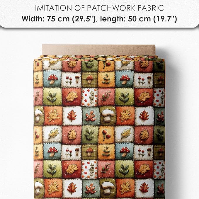 Autumn Animals Patchwork Cotton Fabric Panel – 6 Designs (10×10 inch Each) + Bonus Patchwork Sheet 29.5×19.6 inch, 100% Cotton 140 GSM