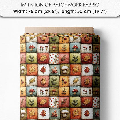 Autumn Animals Patchwork Cotton Fabric Panel – 6 Designs (10×10 inch Each) + Bonus Patchwork Sheet 29.5×19.6 inch, 100% Cotton 140 GSM