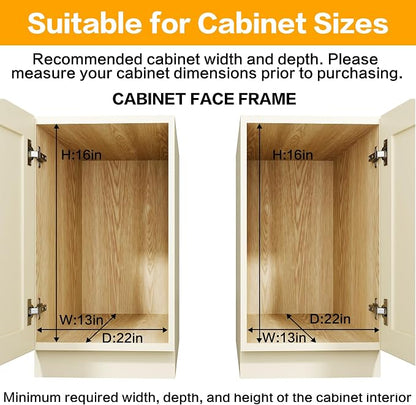 2-Tier Kitchen Cabinet,Pull Out Cabinet Organizer,Shelf and Drawer Organizer Slide Out Pantry Storaqe Basket in Multiple Sizes (12" W x21 D)