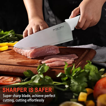 8 inch Japanese High Carbon Stainless Steel Chef Knife Set, Professional Extra Sharp Wide Cook Knife with Non-slip Ergonomic Handle, for Kitchen Home Restaurant