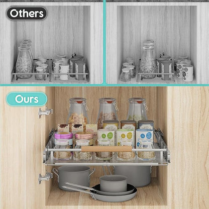 Expandable Pull Out Cabinet Organizer, 17.1-28" W x 22.5" D | Adjustable Width, Under Sink Storage, Drawer Storage Shelves, For Kitchen, Bathroom, Closet, Pantry, Cupboard