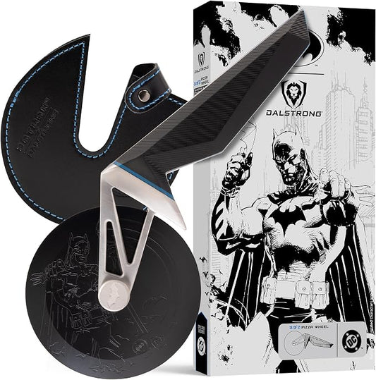 DALSTRONG Pizza Wheel - BATMAN™ Edition - Shadow Black Edition - Heavy-Duty German Steel - Black Titanium Pizza Cutter - G10 Handle - Detachable DC Artwork Blade - Collectible Razor Sharp