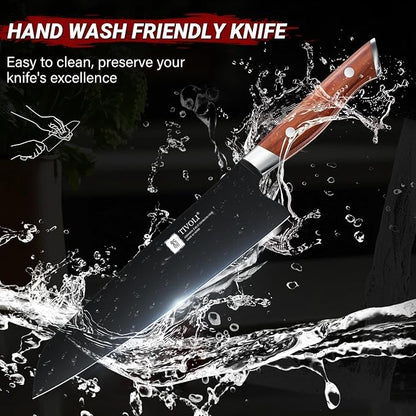 TIVOLI Chef Knife 8 Inch - Cooking Knife Hand Forged from High Carbon Steel - Ultra Sharp Deep Cutting Knives with Full Tang Ergonomic Wood Handle - Gift for Men Women