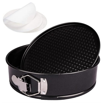RFAQK 8 Inch Springform Pan Nonstick Leakproof - Spring Form Pan for Cheesecake with Removable Bottom, Include 50pcs Parchment Paper, Recipe E-Book - Perfect for Baking Cheese Cakes, Pizzas, & More!