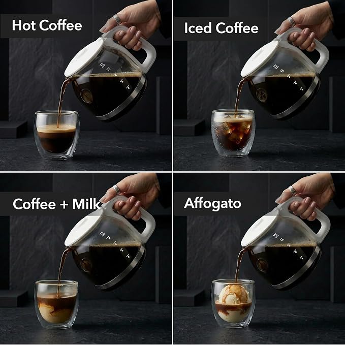 OVENTE 12-Cup Drip Coffee Maker with Borosilicate Glass Carafe, One-Touch Operation Machine, Anti-Drip System, Reusable Filter and Clear View Water Gauge, Ideal for Home or Office, Light Teal CM412LBL