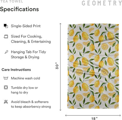 GEOMETRY Spring Kitchen Towels - Quick Dry Microfiber Cloth Spring & Summer Dish Towels for Kitchen Drying - Premium Quick Dry Towel - Lemon Delight, 18" x 30" - 1-Pack