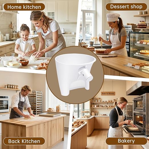White Flour Funnel for Kitchen Aid Mixer, Stand Mixer Accessories for 5 Qt Tilt-Head Models, Compatible with KitchenAid Artisan KSM150, Easy Pour Attachment, Dishwasher Safe Baking Tool