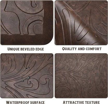KMAT Kitchen Mat Cushioned Anti-Fatigue Floor Mat Waterproof Non-Slip Standing Mat Ergonomic Comfort Floor Mat Rug for Home,Office,Sink,Laundry,Desk 39"(L) x 20"(W),Brown