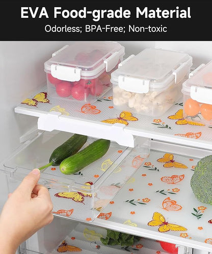 Drawer & Shelf Liner for Kitchen Cabinets Non Adhesive Waterproof Oilproof Easy to Cut Reusable Washable Shelf Paper for Refrigerator, Cupboard, Dresser, Bathroom (Colorful Butterfly, 23.6"W x 236"L)