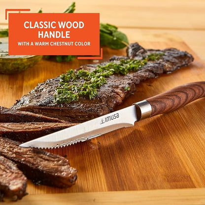 IMUSA 4.5in Chef WL Stainless Steel Steak Knife with Wood Look Handle