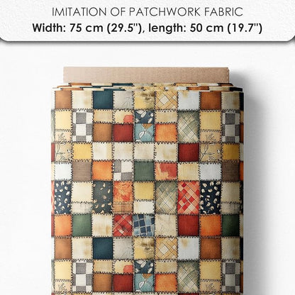 Patchwork Acorn Cotton Fabric Panel – 6 Designs (10×10 inch Each) + Bonus Sheet 29.5×19.6 inch, 100% Cotton 140 GSM, Made in Türkiye
