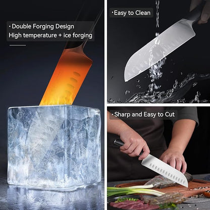 Santoku Knife 7 Inch Chef Knife Chopping Knife for Vegetable, Fruits, Meat, Perfect Gifts for Men and Women, Parents