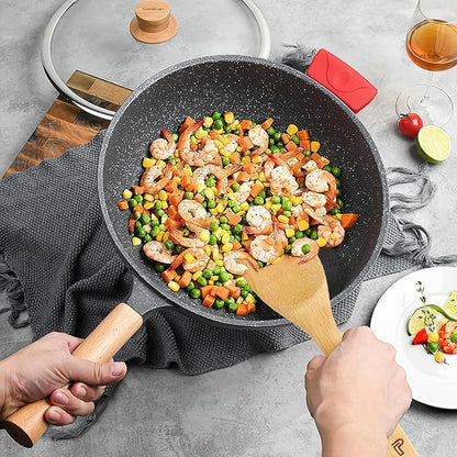 Wooden Spoons for Cooking 6 Piece - Wooden Cooking Utensil Set Nonstick Bamboo Cooking Spoons & Spatula Premium Kitchen Utensils Set Christmas Housewarming Gifts