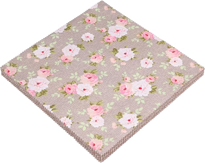Nodsaw 42 Pcs Layer Cake Fabric Clearance, Layer Cakes 10 inch Squares for Quilting, Pre-Cuts 10" x 10" Fabric Squares for Quilting, Sewing, Patchwork, and DIY Crafts - Vintage Light Brown