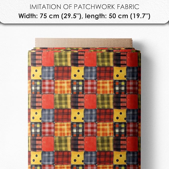 Patchwork Ladybug Cotton Fabric Panel – 6 Designs (10×10 inch Each) + Bonus Sheet 29.5×19.6 inch, 100% Cotton 140 GSM, Made in Türkiye