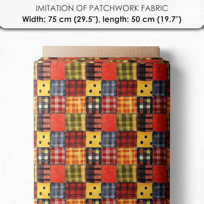 Patchwork Ladybug Cotton Fabric Panel – 6 Designs (10×10 inch Each) + Bonus Sheet 29.5×19.6 inch, 100% Cotton 140 GSM, Made in Türkiye