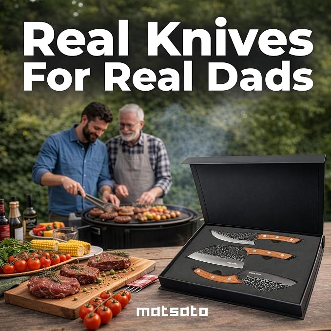 Matsato Knife Set 3-Piece Kitchen Knives, Cooking Chef Knife Set, Cleaver, Kitchen And Chef Cutting and Chopping Knives Sets Juego De Cuchillos Para Cocina