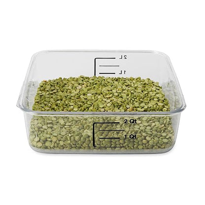 Rubbermaid Commercial Products Plastic Space Saving Square Food Storage Container For Kitchen/Sous Vide/Food Prep, 2 Quart, Clear (Fg630200Clr) (Pack of 2)