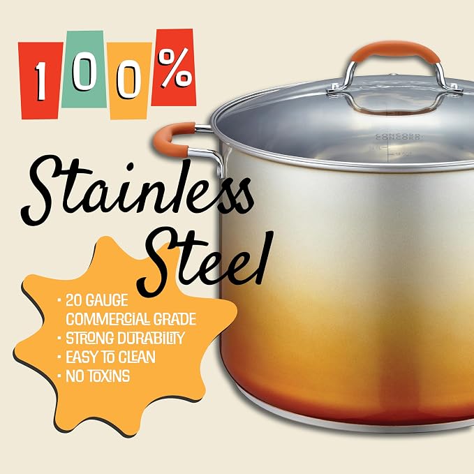 CONCORD 20 Quart Stainless Steel Canning Pot Set. Includes Canning Rack, Tongs, Jar Lifter, Funnel, Wrench, Lid Lifter, Mixer/Measurer (Induction Compatible)