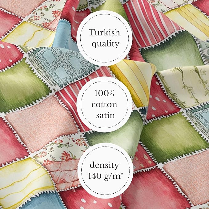 100% Cotton Fabric by the Yard – Turkish Quality Quilting & Sewing Fabric, 1 Yard x 1.69 Yards Wide, Patchwork Cotton for Crafts