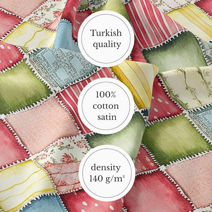 100% Cotton Fabric by the Yard – Turkish Quality Quilting & Sewing Fabric, 1 Yard x 1.69 Yards Wide, Patchwork Cotton for Crafts