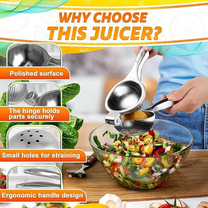 Stainless Steel Lemon Squeezer – Lemon Juicer Squeezer Manual Citrus Juicer | Dishwasher Safe Citrus Press | Corrosion-Resistant | Effortless Maximum Juice Extraction for Lemons, Limes, Oranges & More